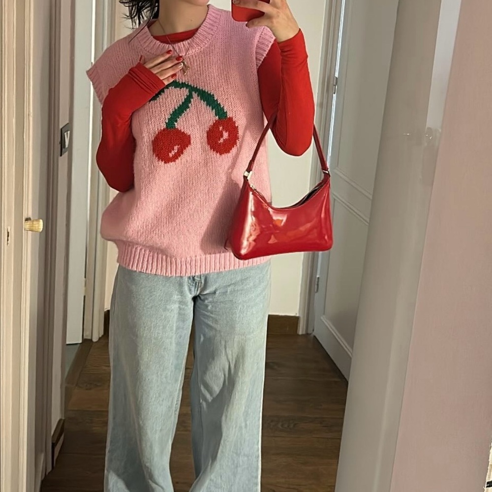 Pink Cherry Knit Sweater